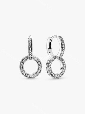 Pandora Sparkling Double Hoop Earrings